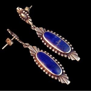 Sterling Silver Sodalite Southwestern Drop Earrings